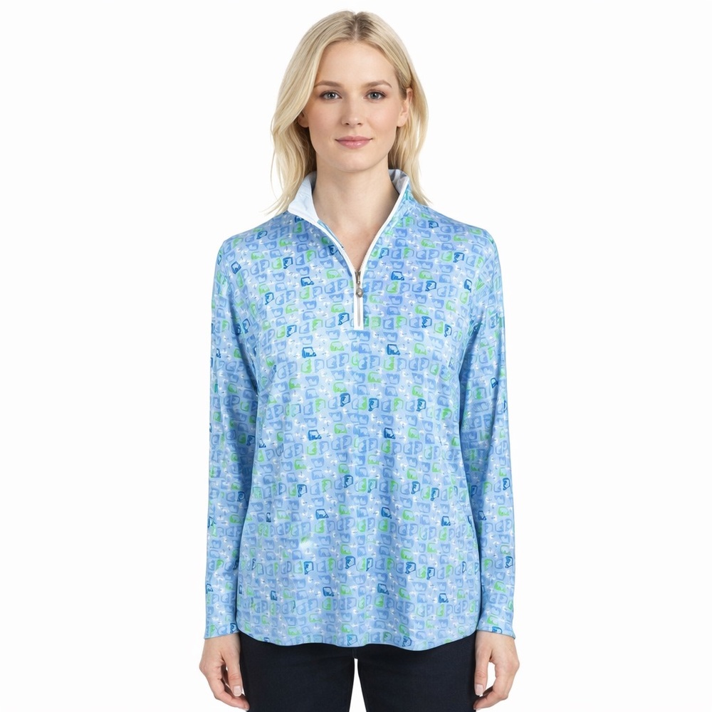 San Soleil Golf Cart Print 1/4 Zip Pullover Top Upf 50 Sun Protection Size Xxl